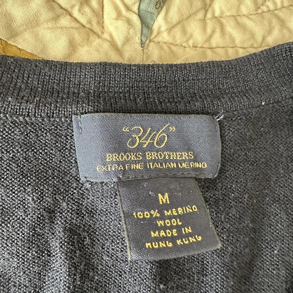 Brooks Brothers navy and orange argyle knit sweater 100% merino wool academic - Picture 3 of 4